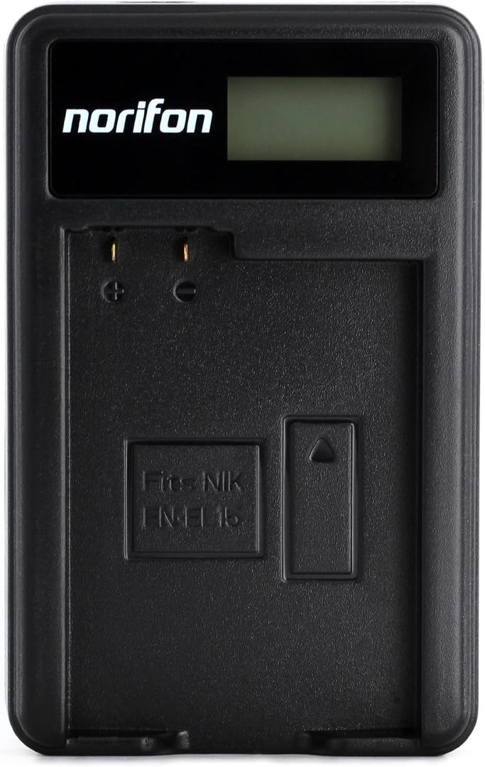 EN-EL15 LCD USB Charger for Nikon 1 V1, D500, D600, D610, D7000, D7100, D7200, D750, D800, D800E, D810, D810A Camera and More