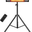 Electric Outdoor Heater, 1500W Carbon Infrared Heaters with Remote, Tripod Mounted Radiant Patio Heater with 3 Heat Settings, 8H Timer for Outdoor, Garage, Yard