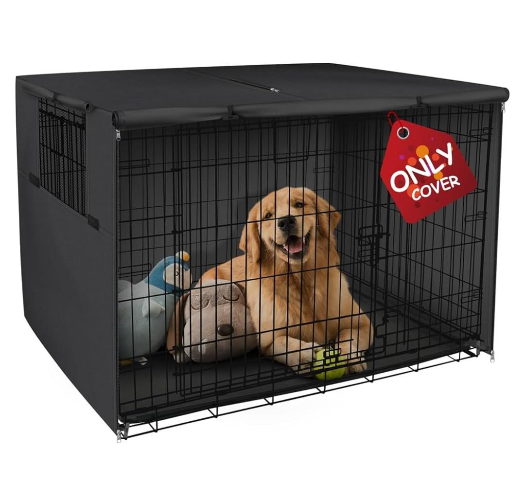 Explore Land Dog Crate Cover Heavy Duty Polyester Pet Kennel Sunshade Universal Fit for 30×20" Wire Cage (Black)