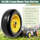 11x4.00-5 Lawn Mower Tires Flat Free Zero Turn Front Tires with 3/4" Bearing Extra 5/8 Bearing, 3.4"-5" Hub, 11x4.00-5 Tire Fits Generators & Lawn Mowers, 350LBS (Yellow,2 pack)