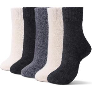 5 Pairs Fuzzy Soft Cozy Comfortable Socks for Women, Casual Sleep Comfy Socks, Perfect Warm Winter Gifts for Women (Solid Color L)