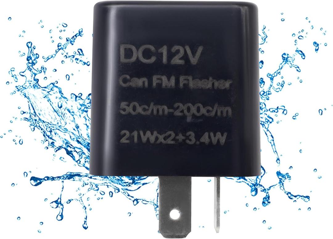 HiSport 12V 2 PIN Adjustable Electronic Flasher Relay Compatible with Honda Grom 125, Kawasaki ZX6R, 250R, Ninja 300, Z300, Black Blinker Relay Fix for LED Turn Signal Light Bulbs 1PCS