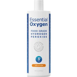Essential Oxygen Food Grade Hydrogen Peroxide, Natural Cleaner, 3% USP, White, 16 Ounce