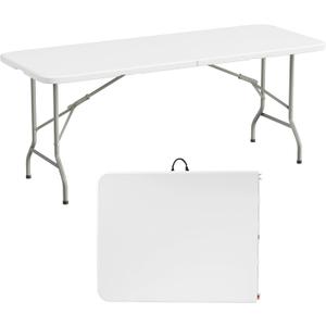 Elevon 6 Feet Heavy Duty Folding Table with Built in Handle & Steel Legs, Fold-in-Half Portable Table for Indoor Outdoor Use - Camping, Picnic, Party, Wedding, Dining, Utility Table
