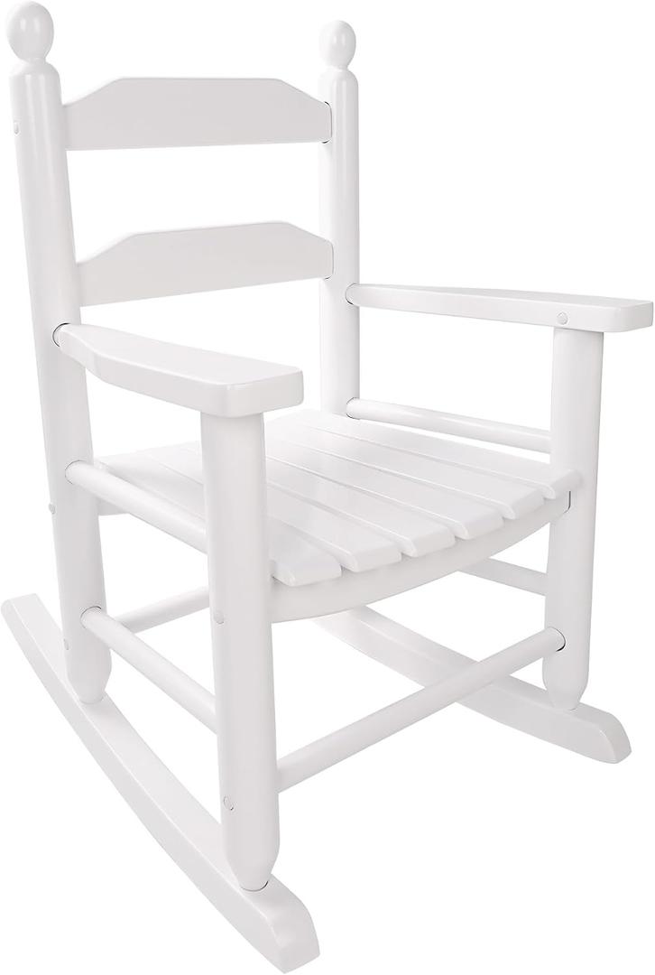 Kids Rocking Chair Wooden Comfy Recliner Rocker for Toddler Ages 3-6 Baby Child Lounge Chair Indoor Outdoor Children Playroom Anti-Tip Design Safe & Sturdy White, 3-6 years old