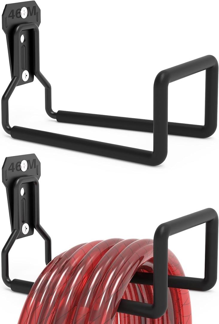 Metal Garden Hose Holder Wall Mount Heavy Duty Water Hose Hanger for Outside Yard, Sturdy Hose Holder for Garden Hose, Hose Storage Hook for Extension Cord, Garage & Backyard