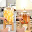 Glass Drink Dispenser with Stand, 2.11 Gallon Glass Beverage Dispenser with Spigot, Punch Dispenser for Parties, Party Drink Dispenser for Lemonade, Juice, Punch, Water, Outdoor, Daily Use