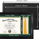 8.5x11 Diploma Frame with Tassel Holder, Solid Wood & Tempered Glass, Green over Gold Mat, Black Finish with Intricate Black Rope Detail