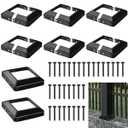 Tandefio 8 Pcs 6x6" Metal Post Skirt with Screw, Split Style Post Skirt Sleeves Base Cover, Porch Columns Wraps Black Base for Fence Stair Wood Hand and Stair Rails (Internal Size 5.5 x 5.5")