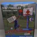 ShyLizard 3 in 1 Kids Basketball Hoop and T Ball Set, Adjustable Height Toddler Basketball Hoop, Hanging Tee Baseball, Indoor Outdoor Sports Toys Gifts for Toddlers Boys Girls Ages 3 4 5 Year（Blue