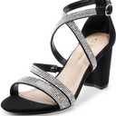 DREAM PAIRS Women’s Ankle Strap Dress Pump Low Chunky Heel Sandals, US 8