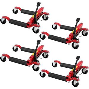 Hydraulic Wheel Dolly Set of 4, 6000LBS Heavy Duty Car Tire Dolly with Foot Pedal Jack, 1500LB Capacity per Dolly, 360° Swivel Casters, Wide Tire Width Compatible up to 12" for Auto Repair, Trucks