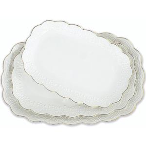 Kassel Ceramic Serving Platter Set | 14/12/10 Oval Serving Trays for Entertaining at Parties and Weddings | Oven Safe Large Serving Trays for Tacos, Steak, and Cake