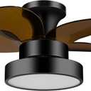 Ceiling Fans with Lights, 24 inch Remote Control Ceiling Fan, Flush Mount Low Profile Ceiling Fan Light, Large Airflow 5 Blades 6 Wind Speed Quiet Reversible 3 Color Temperatures Black