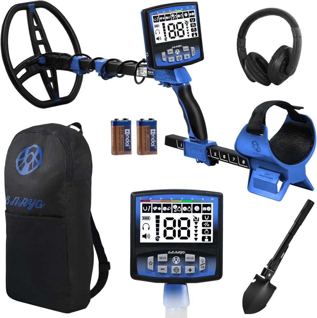 Professional Metal Detector for Adults,12" IP68 Waterproof Search Coil with LCD Backlight,5 Modes Gold Detector,Advanced DSP Chip&High Accuracy System for Beach/Gold Hunting(Blue)
