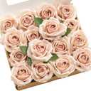 Ling's Moment Dusty Rose Artificial Flowers 16pcs Faux Silk Roses with Stems Real Look, 3.5" Fake Vendela Roses Bulk for DIY Wedding Bouquets Centerpieces Party Baby Shower Home Decoration