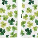 Artoid Mode Beige Shamrocks St. Patrick's Day Kitchen Towels Dish Towels, 18x26 Inch Seasonal Spring Decoration Hand Towels Set of 2