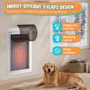 3-Flap Dog Door for Wall, Large Doggy Door, All Aluminum Heavy Duty Pet Door, Extreme Weather Doggie Door for Interior Exterior Wall, with Insulation Flaps & Lockable Closing Panels, Pets Up to 110LB