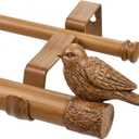 Faux Wood Double Curtain Rods for Windows 24-68 In, Dual Bird Curtain Rod