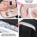 Initial Travel Toiletry Bag, Personalized Cosmetic Bags Birthday Gifts for Women, Makeup Bag Organizer with Handle, Travel Bag for Toiletries with Brush Holder (S, Black)