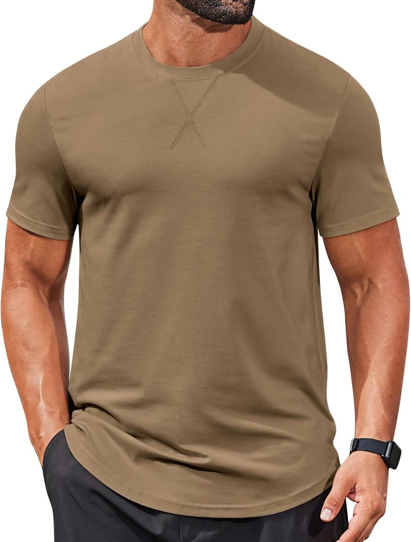 COOFANDY Mens T Shirts Casual Short Sleeve Cotton Tee Shirts Hipster Hip Hop Longline T-Shirt Basic Summer Tops (Green, XL)