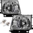 Headlights Assembly Fit For 1997 1998 1999 2000 Toyota Tacoma Chrome Housing W/Bulb Passenger and Driver Side TO2503120 TO2502120