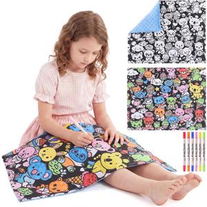 ROYALAY Weighted Lap Pad for Kids, 5lb Sensory Lap Blanket with DIY Coloring Washable Cover & 6 Fabric Markers, Portable Weighted Lap Blanket for Calm, Focus, Travel, Classroom & Home Use, 20" x 17"
