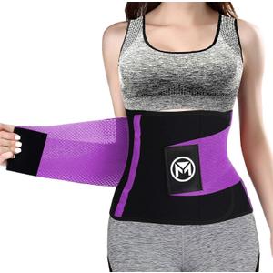 Moolida Waist Trainer Belt for Women or Men Waist Trimmer Workout Fitness Back Support Belts (Small, Purple)