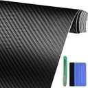 Arespark 3D Carbon Fiber Vinyl Wrap, Black Vinyl Wrap Film Carbon Fiber Stickers for Cars Auto Moto, Air Release Bubble Free Sheet Decals Including Tool Kits 1ftX10ft