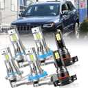 For Jeep Grand Cherokee 2011-2016, High Beam & Low Beam & Fog Light Bulbs Combo, 6000K White 22000LM Super Bright Lights Bulb,Pack of 6