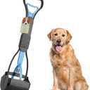PPOGOO Non-Breakable Pooper Scooper for Large Medium Small Dogs with 24.3inch Long Handle High Strength Material Durable Spring, Easy Grass and Gravel Pick Up (blue)