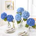 MARTINE MALL 4Pcs 21in Hydrangea Artificial Flowers, Latex Real Touch Hydrangeas Lifelike Large Hydrangea Flowers for Home Decor Party Arrangements Wedding Bouquets Centerpieces (Dark Blue)