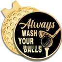 Always Wash Your Black Gold Golf Ball Marker with Magnetic Hat Clip, Golf Accessories for Men Women, Golf Gift for Men Women Golfer, Birthday Retirement Gift for Dad Grandpa Golf Fan