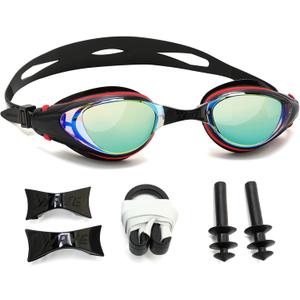 Nearsighted Swim Goggles, Shortsighted Optical Swimming Goggles No Leaking Anti Fog UV Protection for Adult Men Women (-10, Black New)