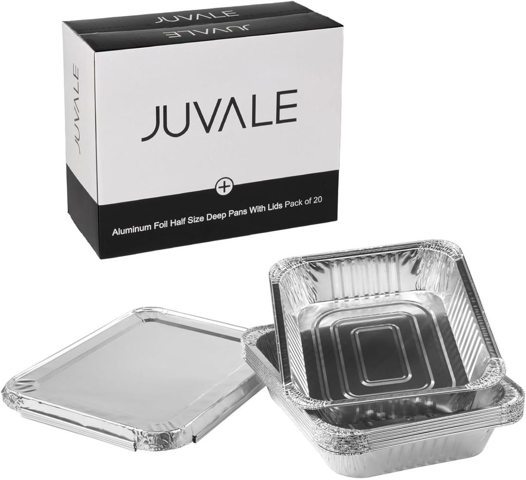 Juvale Aluminum Pans with Lids - 9x13 in, Silver, 20-Pack - Disposable Aluminum Pans, Foil Trays & Catering Trays for Baking & Roasting