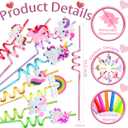 LEDUO 24Pcs Reusable Unicorn Drinking Plastic Straws,Silly Crazy Straws for Kids-Party Supplies-Party Favors Decorations-Rainbow Unicorn Theme Birthday Party Drinking Straw for Girls Boys