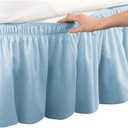 Pleated Three Sides Fabrics Wrap Around Style Egyptian Cotton Elastic 15 inch Drop Dust Bed Skirt for Twin/Full,Queen,King Size Beds(King, Sky Blue)