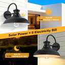 Solar Barn Lights for Outside, Dusk to Dawn Farmhouse Gooseneck Barn Light, 12" Large Black Porch Light Fixture Wall Mount, Waterproof Outside Wall Lights Solar Powered for Porch Garage Patio, 2-Pack