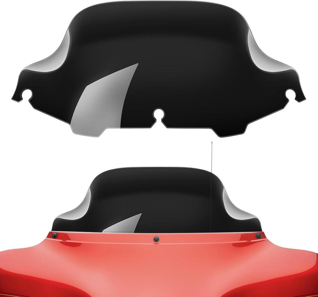 Amazicha Black 8" Wave Windshield Windscreen Compatible for 1996-2013 Harley Davidson Touring Street Glide/ Electra Glide/ Tri Glide FLHT FLHX FLHTK FLHTC FLHTCU