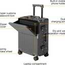 Carry on suitcase Zipperless Luggage,Polycarbonate Aluminum Hard Shell, Expandable Carry-On Suitcase with Spinner Wheels, 20 Inch Cabin