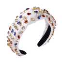 Rhinestone Knotted Headband for Women Sparkly Crystal Embellished Hairbands Twist Turban Headband Elastic Wide Velvet Hair Hoop Party Wedding Headwear for Girls (American Flag Colors)