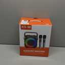 Karaoke Machine, Portable Bluetooth Speaker with 2 Wireless Microphones for Adults & Kids with Lights, Karaoke Microphone with PA System Supports USB/TF/FM/AUX for Home Party Home System Packages (Black)