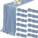 12 Pack Dusty Blue Cheesecloth Table Runner 35 x 120 Inch Boho Gauze Rustic Cheese Cloth Table Runner 10 FT Long Fabric Semi Sheer Table Runners for Romantic Wedding Birthday Party Table Decor