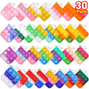 Kids Party Favors Fidget Toys Bulk 30 Pack Mini Pop Fidget Keychain Its Birthday Party Favors for Kids 4-8,8-12 Small Classroom Prizes It Student Gifts for Students Easter Basket Stuffers for Kids