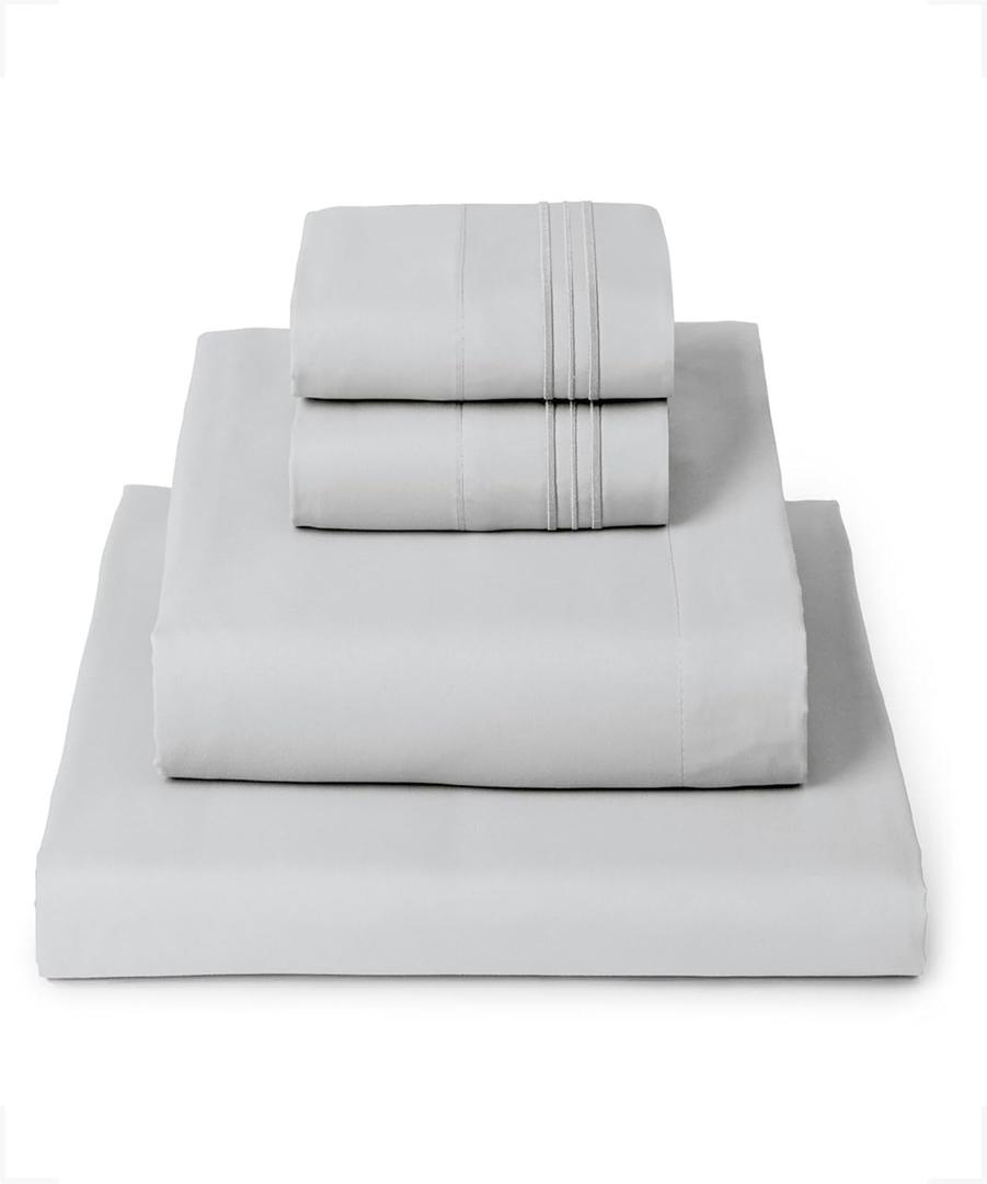 Mellanni Queen Sheets Set - 4 PC Iconic Collection Bedding - Hotel Luxury, Extra Soft, Cooling Bed Sheets - Wrinkle, Fade, Stain Resistant (Queen, Light Gray)