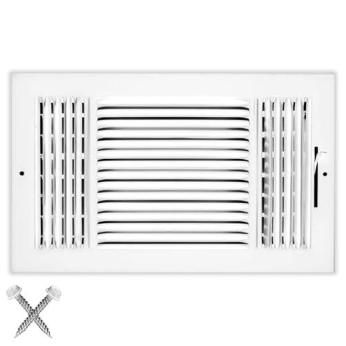 HVAC Premium 14''w X 8''h 3-Way AIR Supply Grille - Vent Cover & Diffuser - Flat Stamped Face - White [Outer Dimensions: 15.75''w X 9.75''h]