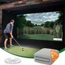 Gray Fireproof Golf Simulator Impact Screen, 3D Air Mesh Impact Screen for Golfs Training Indoor/Outdoor, HD Golf Hitting Screens for Home Practice with Grommet Holes & Bungee Cords (9.8 x 8.5 ft)