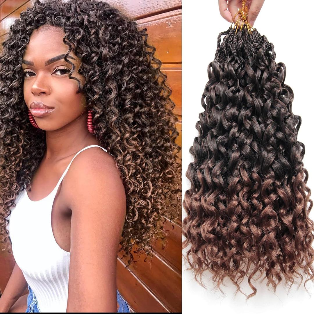 18 Inch Pre Looped Crochet Hair for Black WomenGogo Curl Curly Crochet Hair with Deep/Water/Ocean Wave Texture, Lightweight Synthetic Hair, Easy Install, Natural Look (8 Packs, 1B/30)