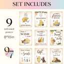 97 Decor Classic Pooh Bear Baby Shower Decorations - 9 Winnie Table Signs Decor, Vintage Pooh Quotes Winnie Party Supplies, Baby Welcome Sign For Birthday Parties, Gender Reveal, Table Centerpieces