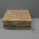 StorageWorks Scalloped Wicker Basket with Lid, Large Water Hyacinth Basket, 16½" L x 13" W x 7½" H